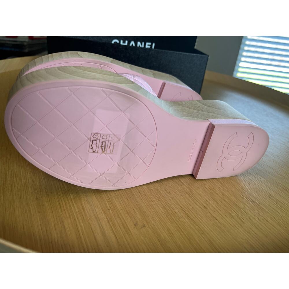 Chanel | Pink Quilted Lambskin Leather Platform Sole CC Logo Size EU 38 - Picture 10 of 10